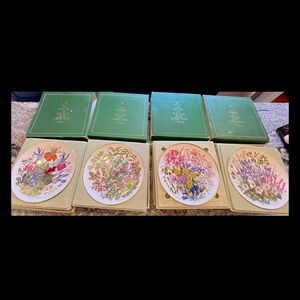 Franklin Mint Flowers Of The Year 70's In Original Box Jan, Feb, April, & Oct